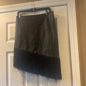 Faux Leather Fringe Skirt